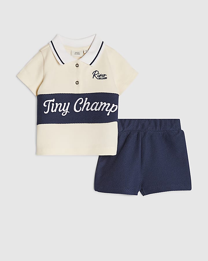 Baby Boys Navy Tiny Champ Polo Shirt Set