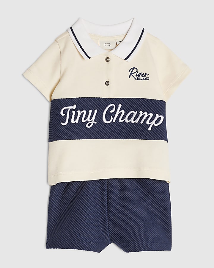 Baby Boys Navy Tiny Champ Polo Shirt Set
