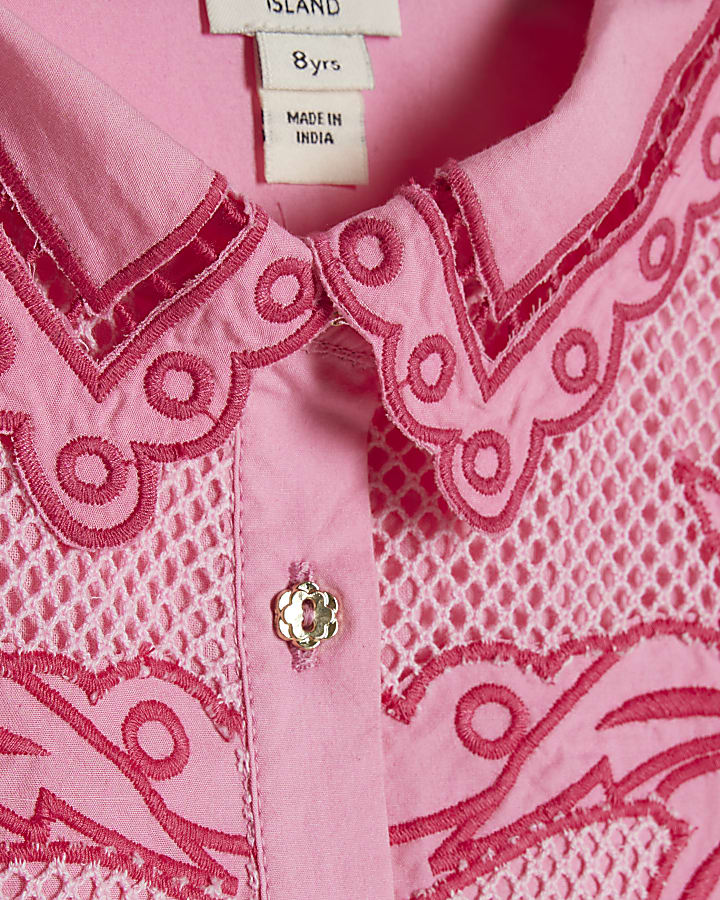 Girls Pink Palm Tree Shirt And Short Set