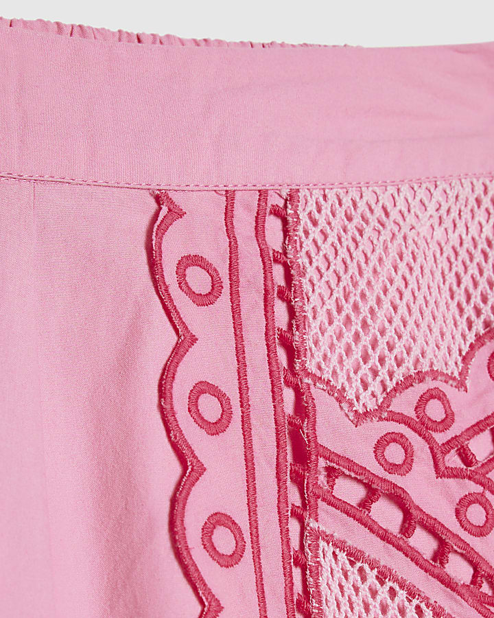 Girls Pink Palm Tree Shirt And Short Set