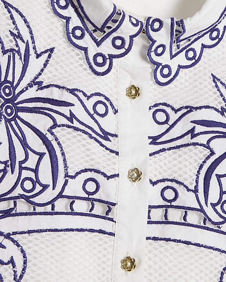 Girls White Palm Tree Shirt And Short Set
