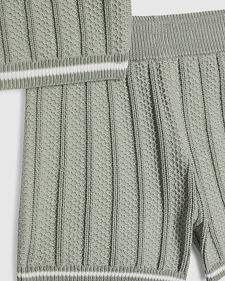 Baby Boys Khaki Knitted Polo Set