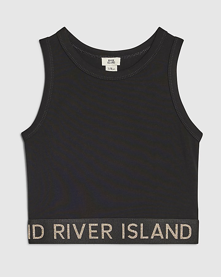 Girls Black RI Waistband Tank Top