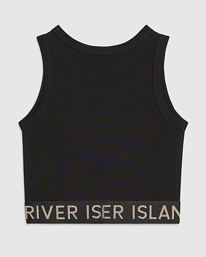 Girls Black RI Waistband Tank Top