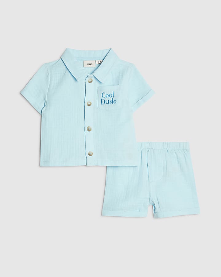 Baby Boys Blue Cool Dude Shirt Set