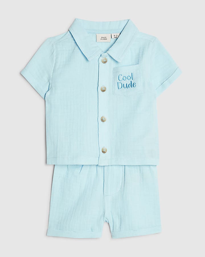 Baby Boys Blue Cool Dude Shirt Set