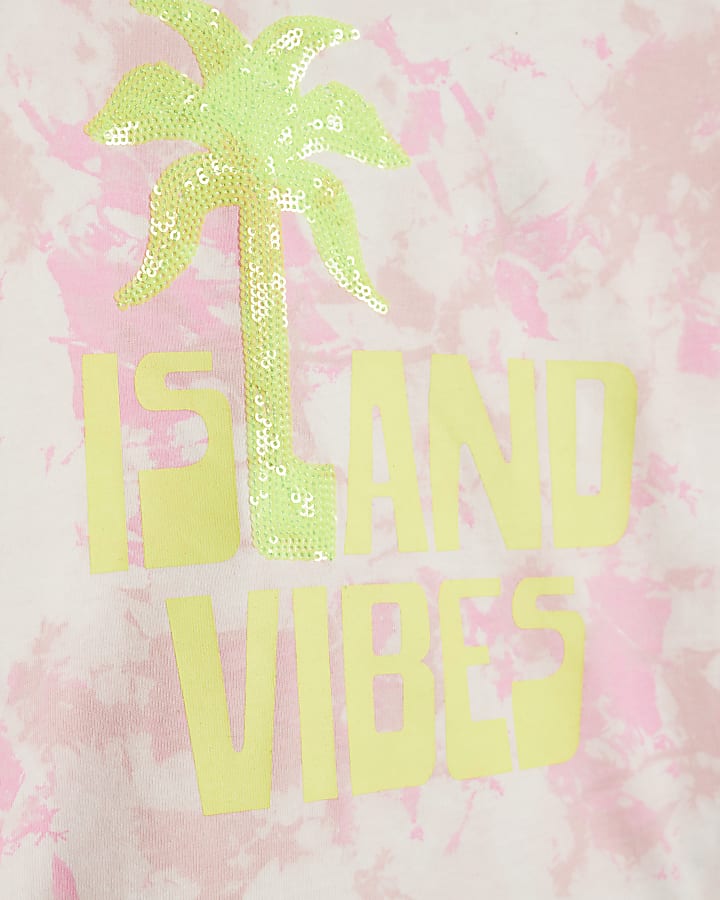 Girls Pink Island Vibes Tie Dye T-Shirt