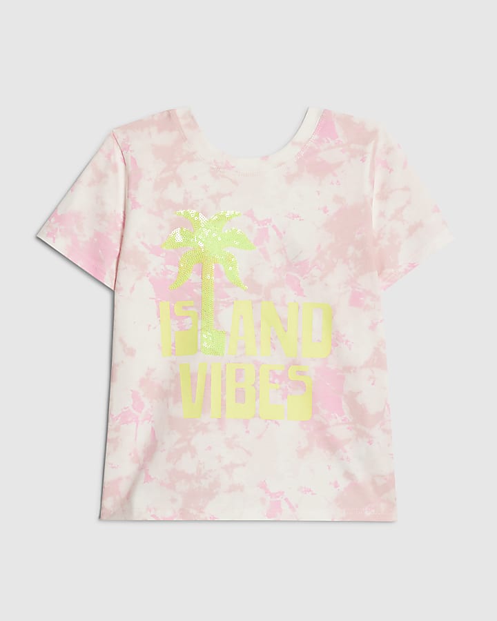 Girls Pink Island Vibes Tie Dye T-Shirt