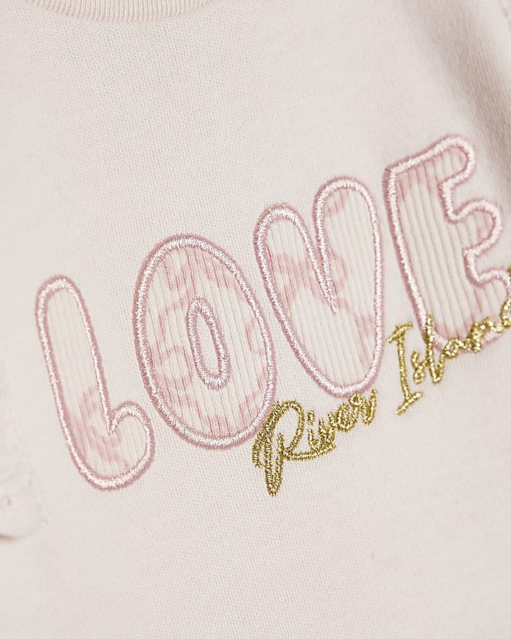 Baby Girls Pink Love Bodysuit Set