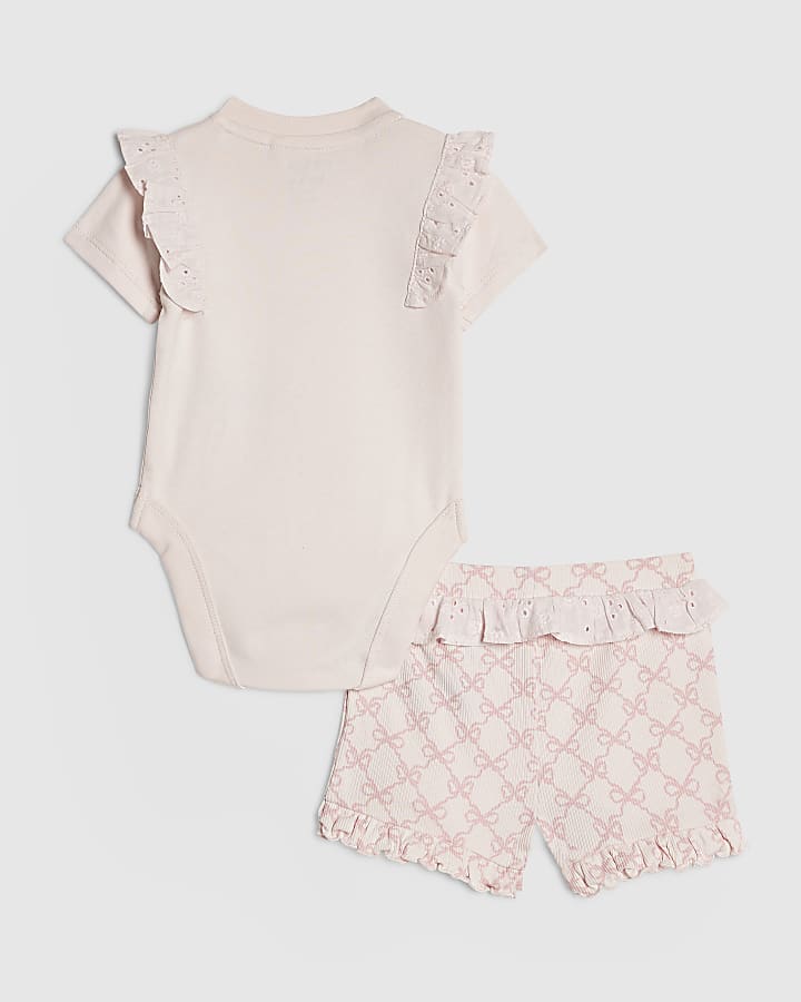 Baby Girls Pink Love Bodysuit Set