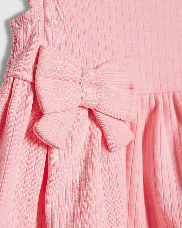 Baby Girls Pink Bow Peplum Ribbed T-Shirt Set