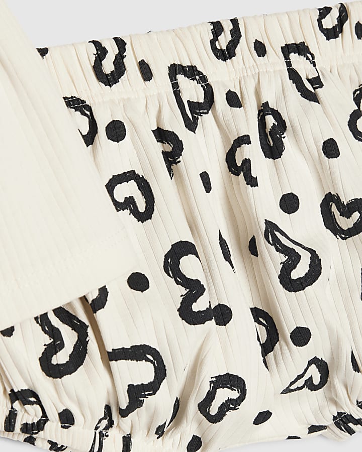 Baby Girls Cream Bow Peplum Ribbed Top Set