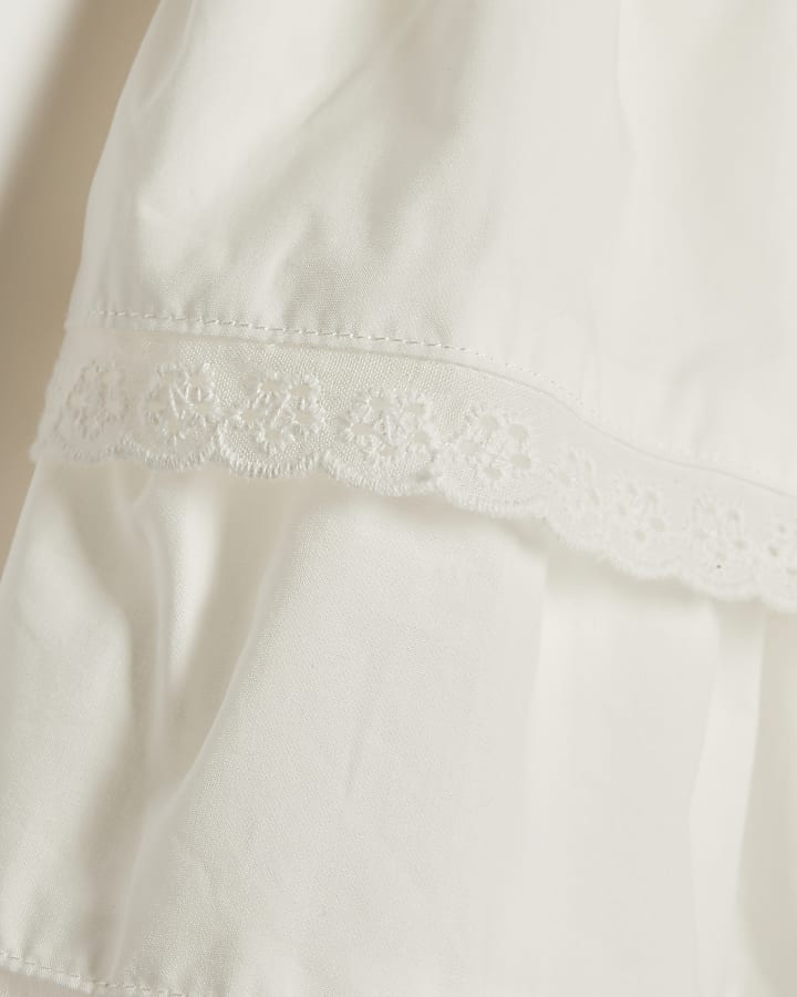 Baby Girls White Hybrid Knit Broderie Dress