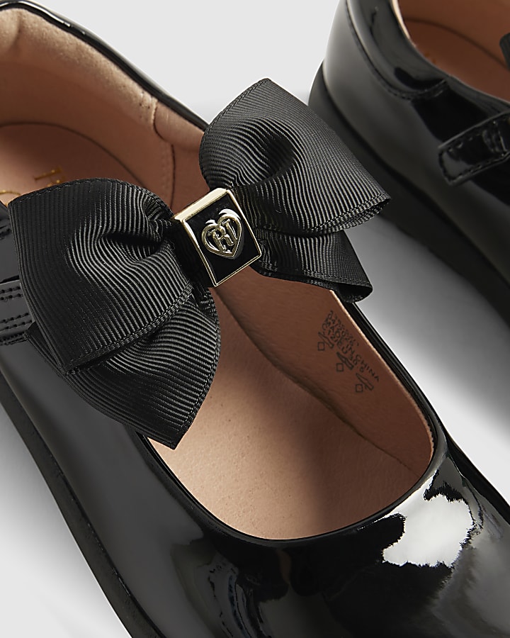Mini Girls Black Bow Mary Jane Shoes