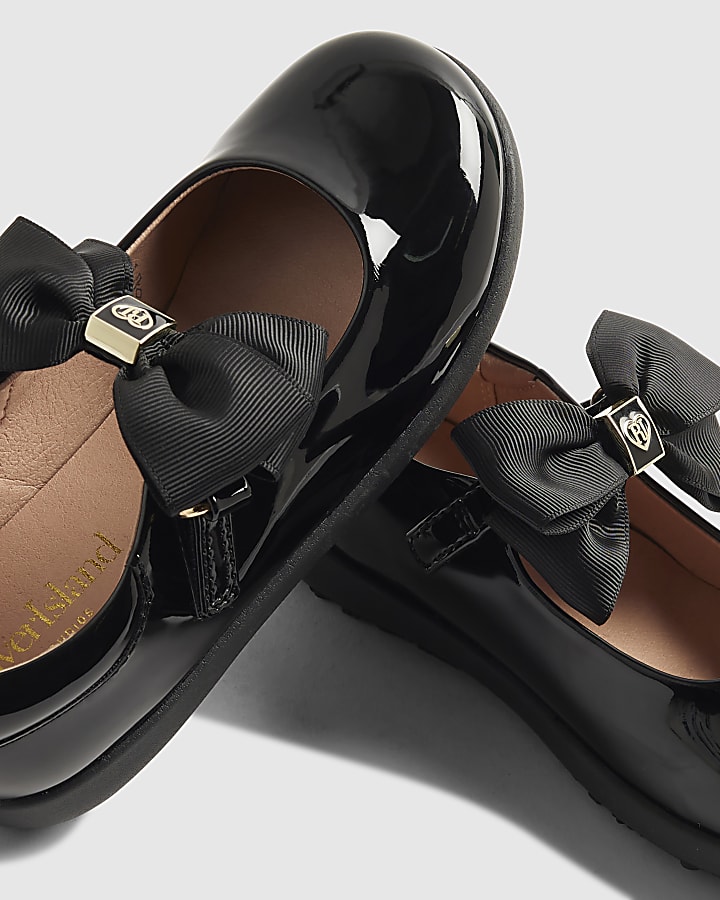 Mini Girls Black Bow Mary Jane Shoes