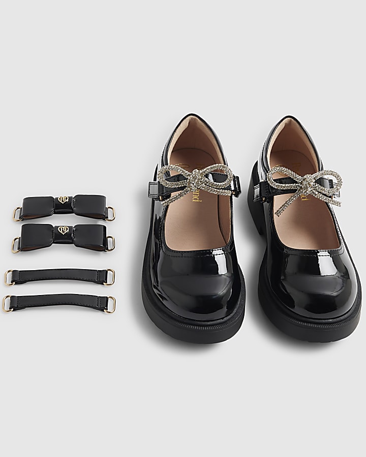 Mini Girls Black Interchangeable Mary Janes