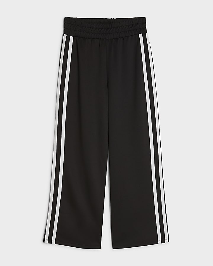 Girls Black Side Stripe Joggers