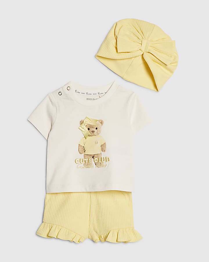 Baby Girls Yellow Bear Turban Set