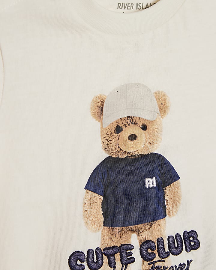 Baby Boys Cream Super Cute Bear T-Shirt Set