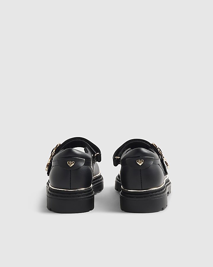 Girls Black Heart Mary Jane Shoes