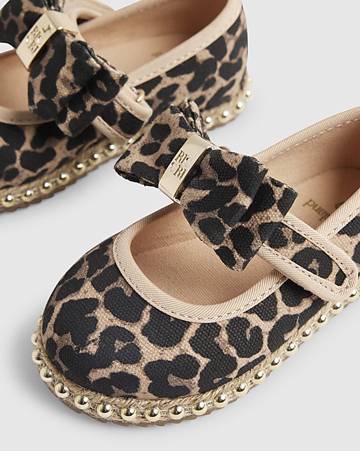 Mini Girls Brown Leopard Print Shoes