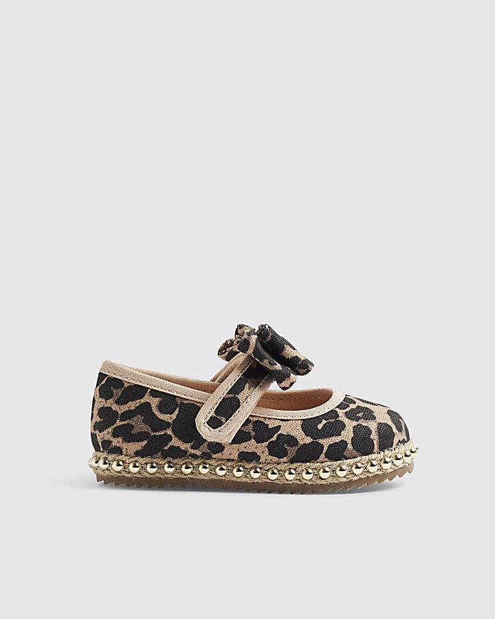 Mini Girls Brown Leopard Print Shoes