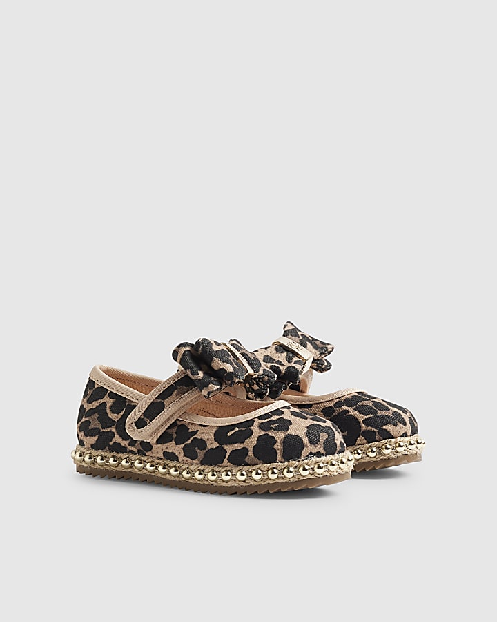 Mini Girls Brown Leopard Print Shoes