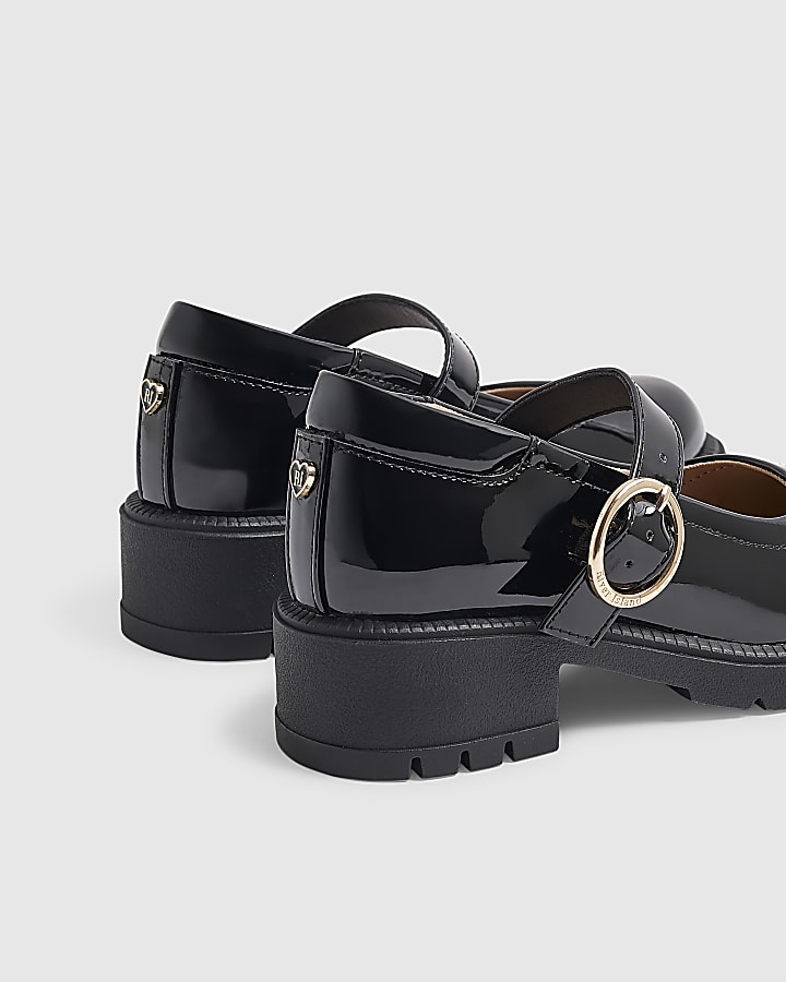Girls Black Heeled Mary Jane School Shoes