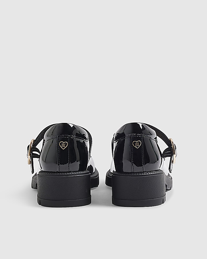 Girls Black Heeled Mary Jane School Shoes