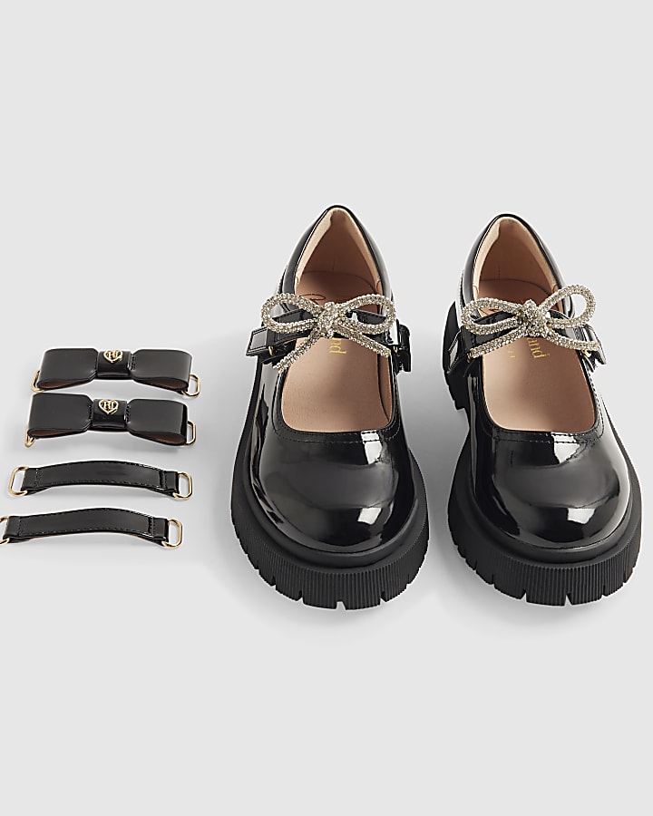  Girls Black Interchangeable Mary Jane Shoes