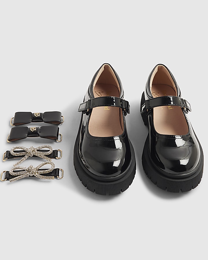  Girls Black Interchangeable Mary Jane Shoes