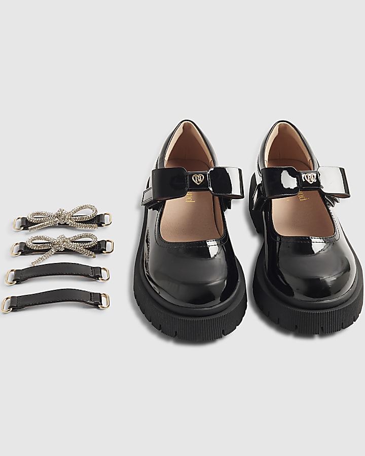  Girls Black Interchangeable Mary Jane Shoes