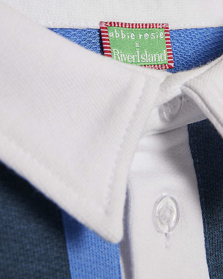 Mini Boys Blue Abbie Rosie Stripe Rugby Top