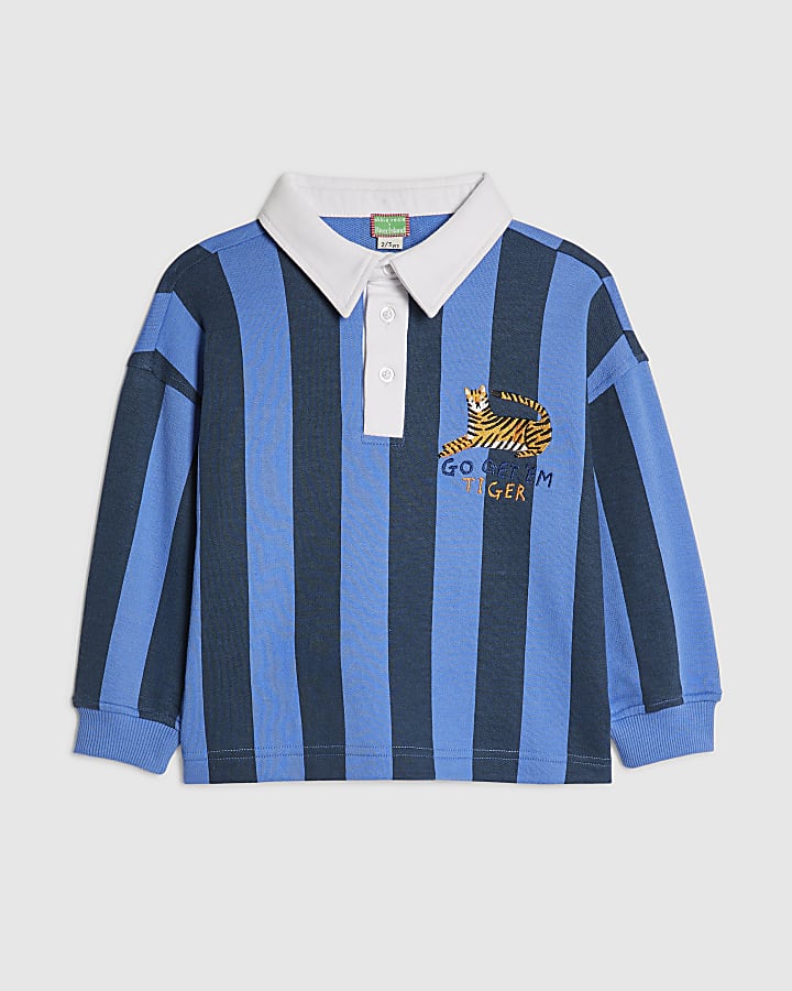 Mini Boys Blue Abbie Rosie Stripe Rugby Top