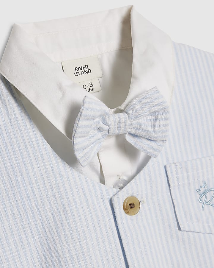 Baby Boys Blue Waistcoat And Shirt Set