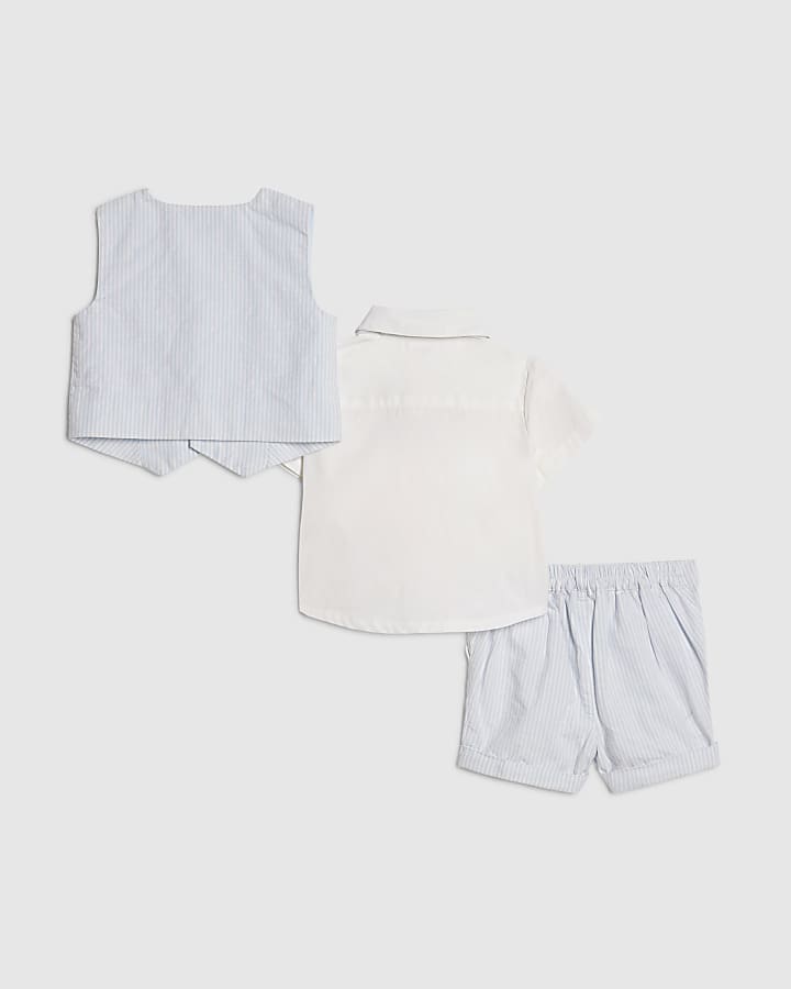 Baby Boys Blue Waistcoat And Shirt Set