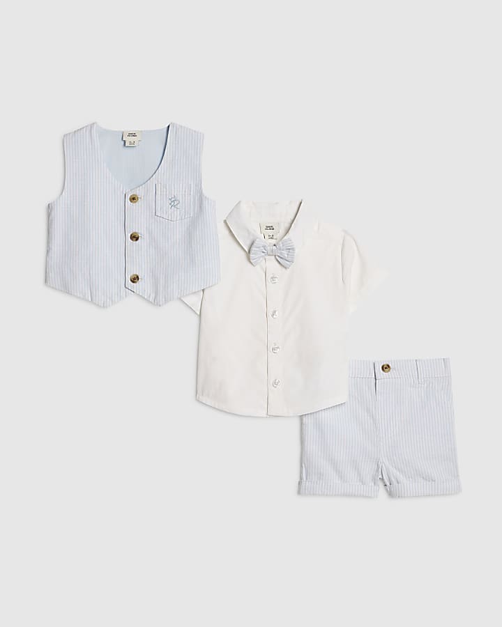 Baby Boys Blue Waistcoat And Shirt Set