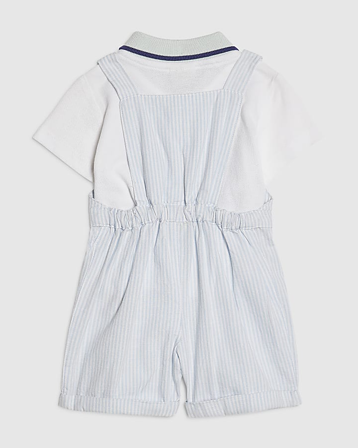 Baby Boys Blue Striped Dungaree Set