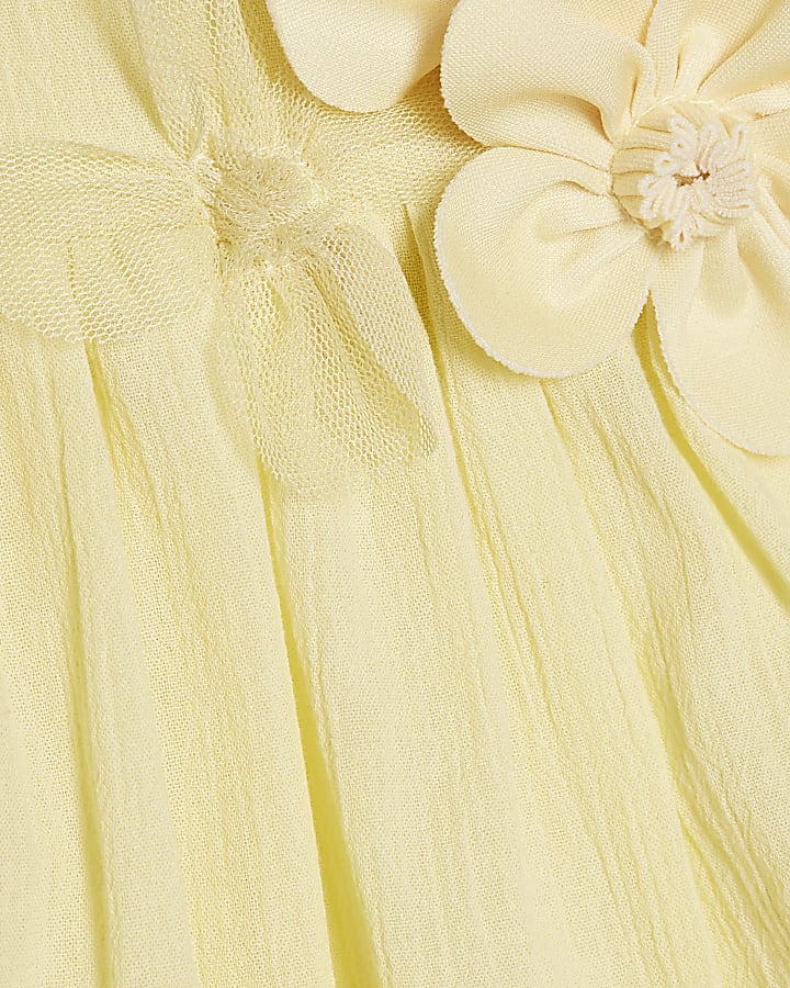 Baby Girls Yellow Smock 3D Flower Top Set
