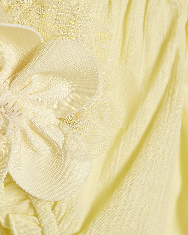 Baby Girls Yellow Smock 3D Flower Top Set