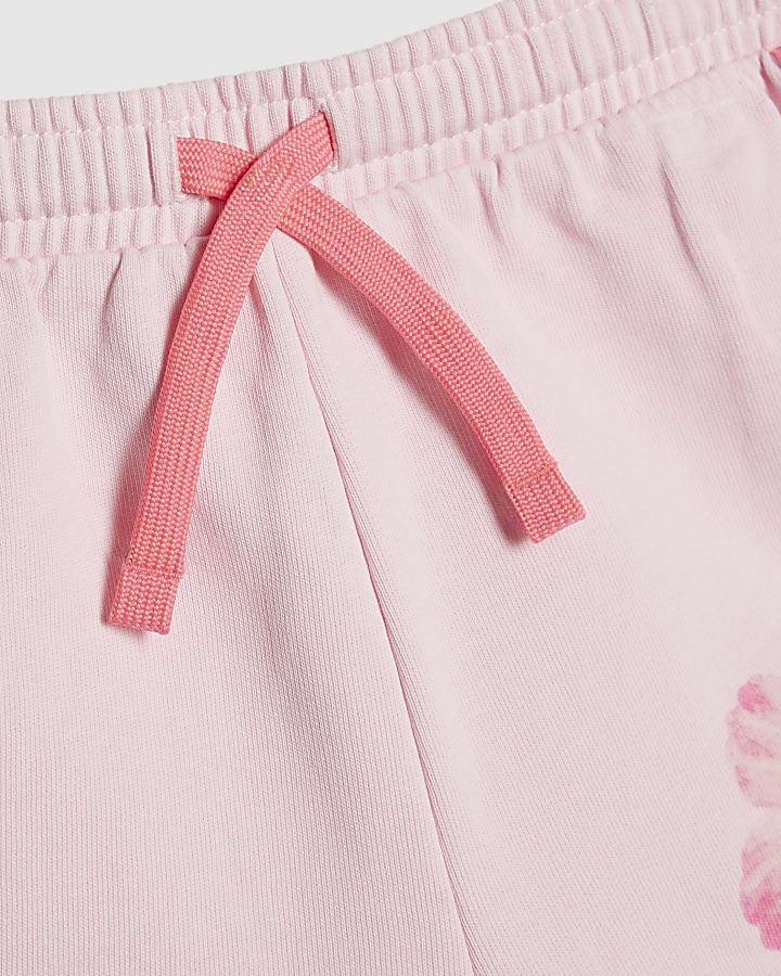 Girls Pink Floral Boarder Taped Shorts