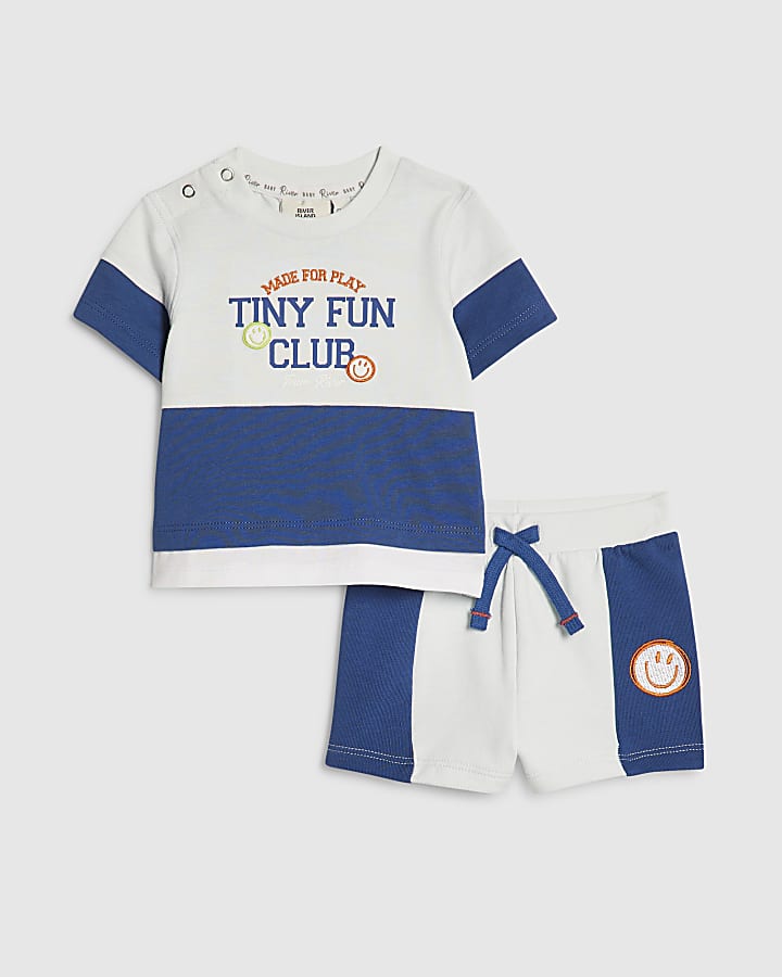 Baby Boys Blue Tiny Fun Club T-Shirt Set