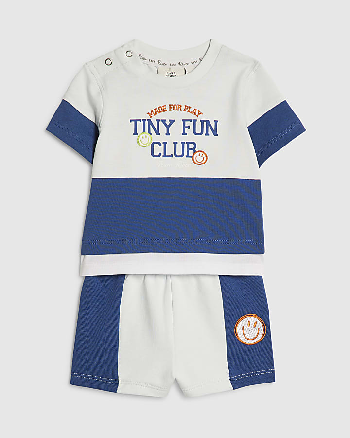 Baby Boys Blue Tiny Fun Club T-Shirt Set