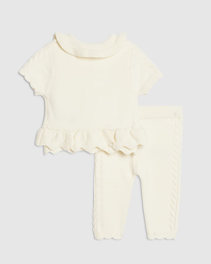 Baby Girls Cream Peplum Cardigan Set