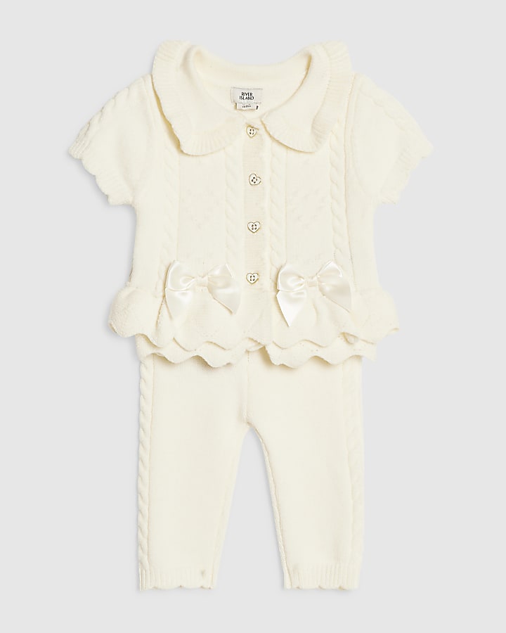 Baby Girls Cream Peplum Cardigan Set