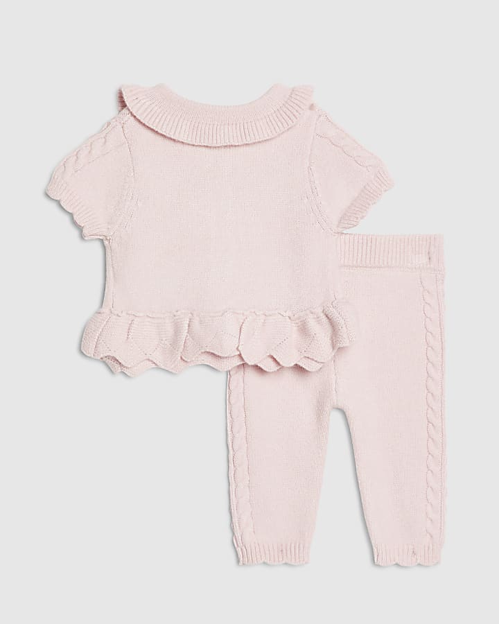 Baby Girls Pink Peplum Cardigan Set