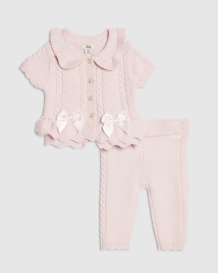 Baby Girls Pink Peplum Cardigan Set