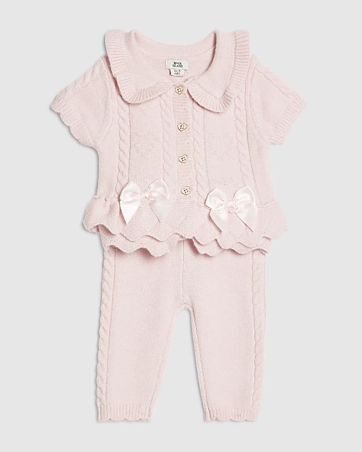 Baby Girls Pink Peplum Cardigan Set