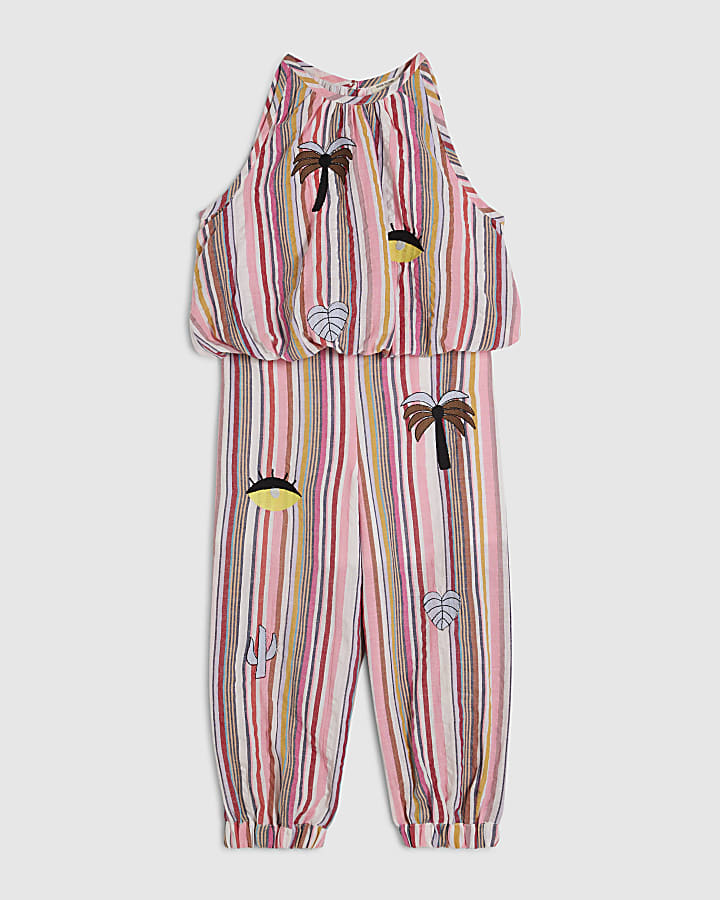 Mini Girls Pink Stripe Hareem Top Set
