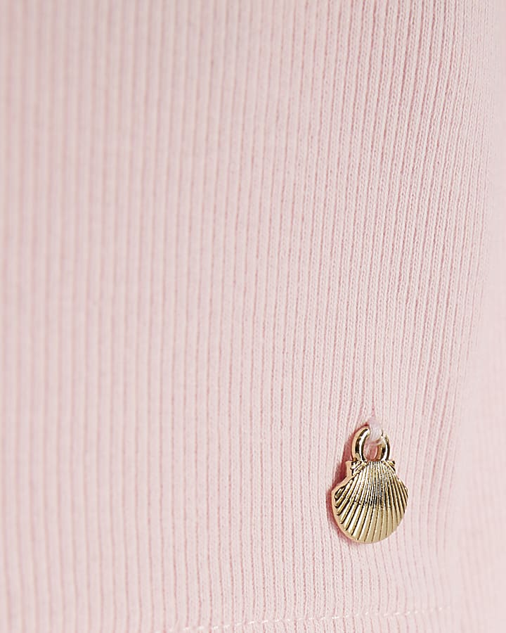 Girls Pink Off Shoulder Top Set